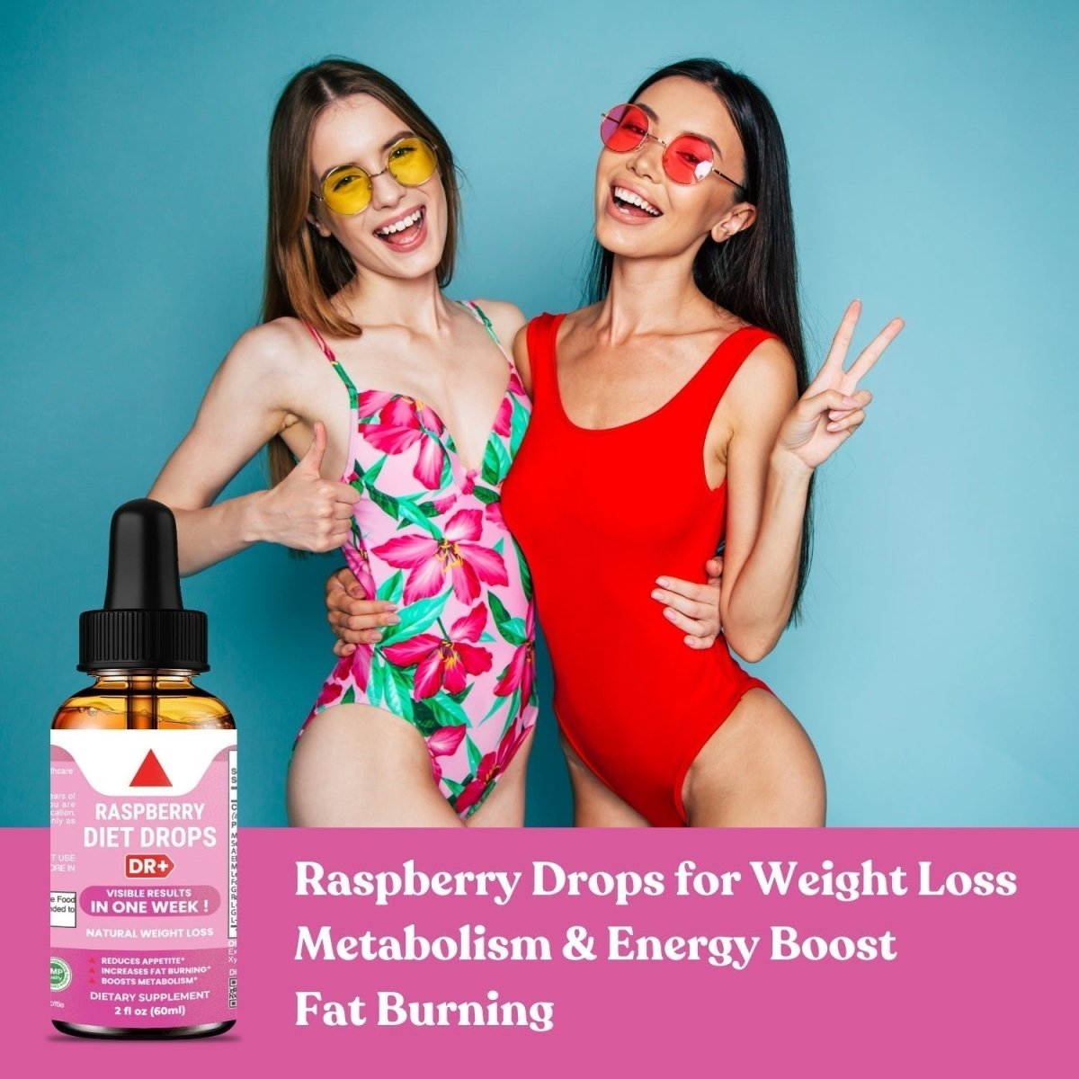 Raspberry Liquid Drops for Women and Men Diet Drops - Natural Vegan Gluten-Free Fast | 2-Pack