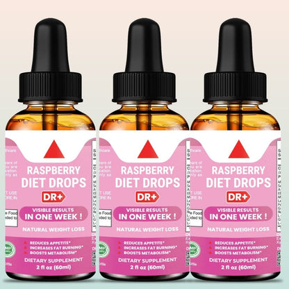 Raspberry Liquid Drops for Women and Men Diet Drops - Natural Vegan Gluten-Free Fast | 3-Pack