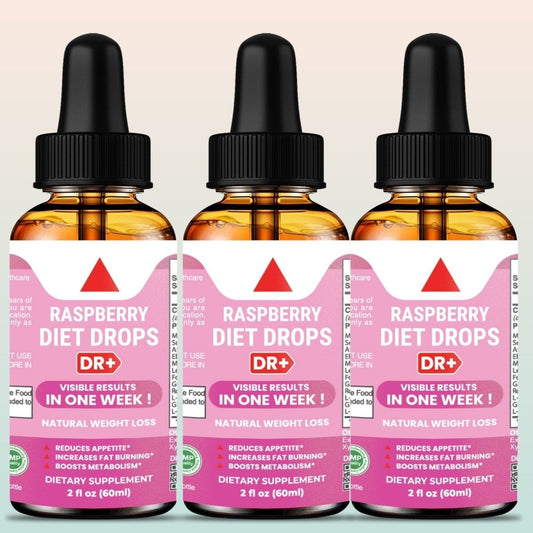 Raspberry Liquid Drops for Women and Men Diet Drops - Natural Vegan Gluten-Free Fast | 3-Pack